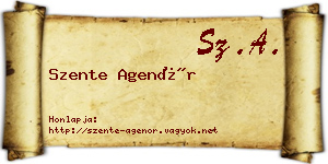 Szente Agenór névjegykártya